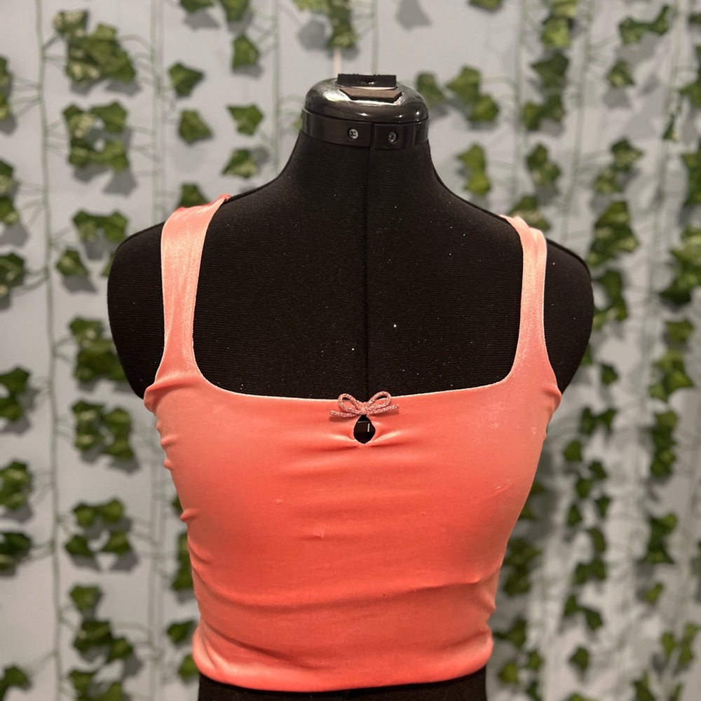 Pinky velvet crop top